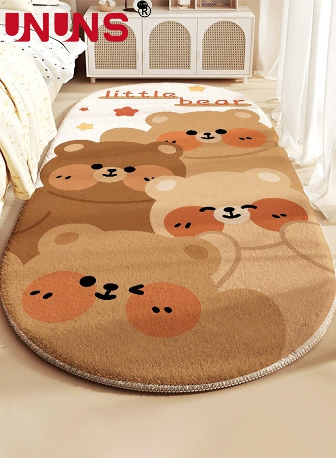 UNUNS Bedroom Mat,Cartoon Bedroom Rug,Comfortable And Soft Faux Cashmere Rug,Area Rugs for Bedroom,Cute Carpet Kid Funny Cartoon Rugs,Room Decor(Bear,60*120cm) - Image 1